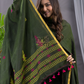 Forest Green Cotton Jamdani 2-Piece Set Kurti & Dupatta (UNSTITCHED) - 116