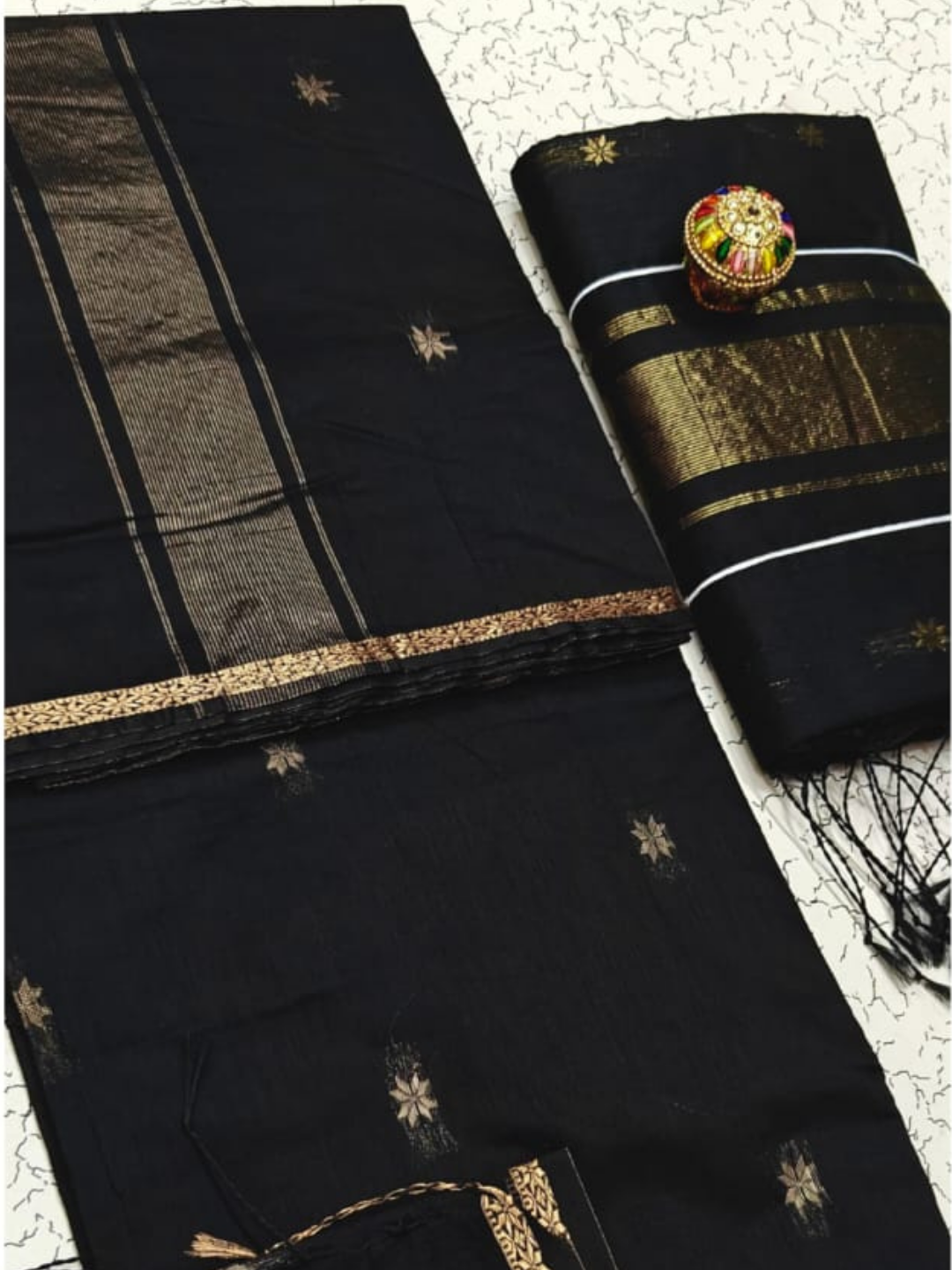 Maheshwari Silk Cotton Saree – Festive Elegance | Black