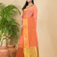 Cotton Linen Handloom Saree With Pale Orange - 014