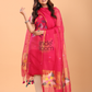 Deep Pink Silk Jamdani 2-Piece Set Kurti & Dupatta (UNSTITCHED) - 067