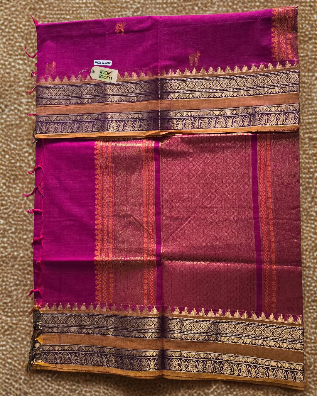 Kanchi Cotton|Magenta & Tan/ Purple