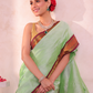 Pure Handloom Korvai Saree | Pear Green