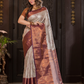 Shaivalya  -  Thyme green silk with contrasting zari lotus border