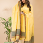 Lime Yellow Mercerized Cotton 2-Piece Set Kurti & Dupatta (UNSTITCHED) - 110