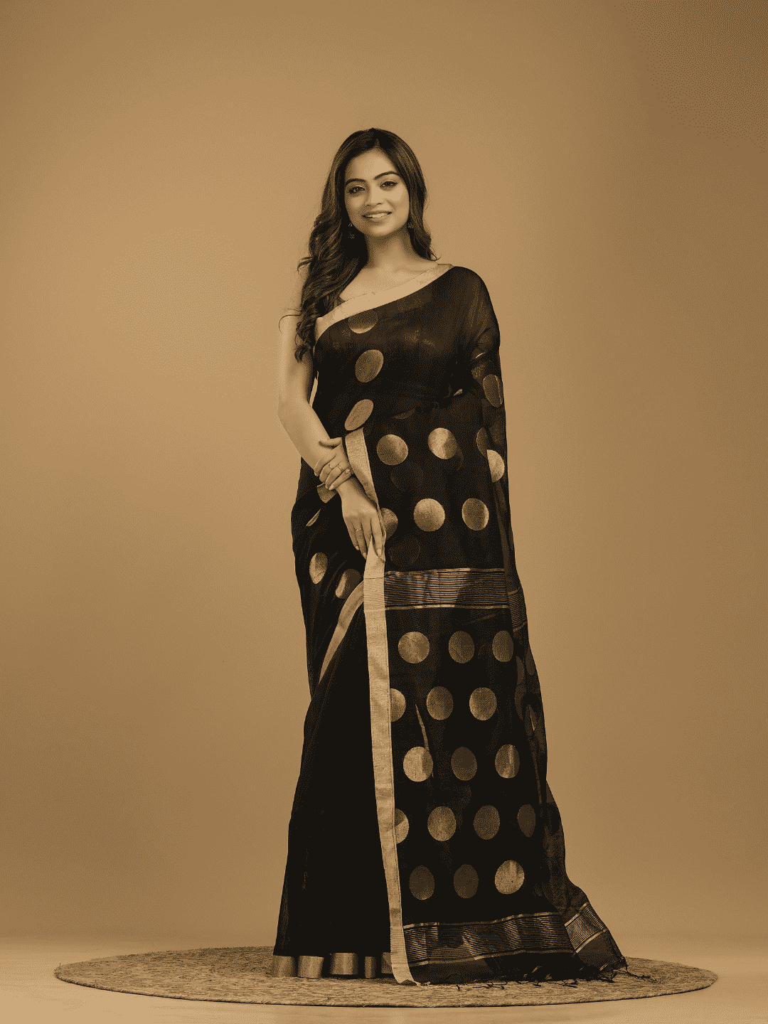 Rich Black Soft Silk Jamdani Saree - 017