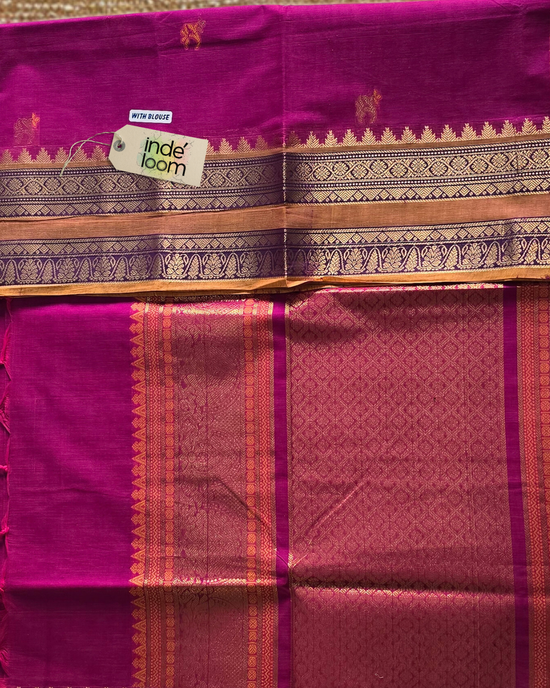 Kanchi Cotton|Magenta & Tan/ Purple