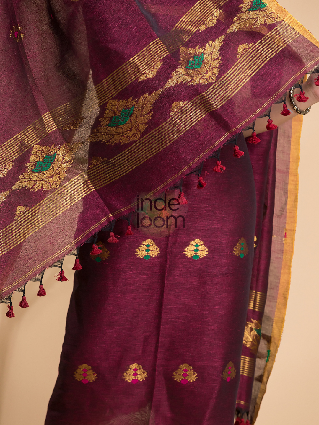 Mulberry Purple Tissue Linen 2-Piece Set Kurti & Dupatta (UNSTITCHED) - 016