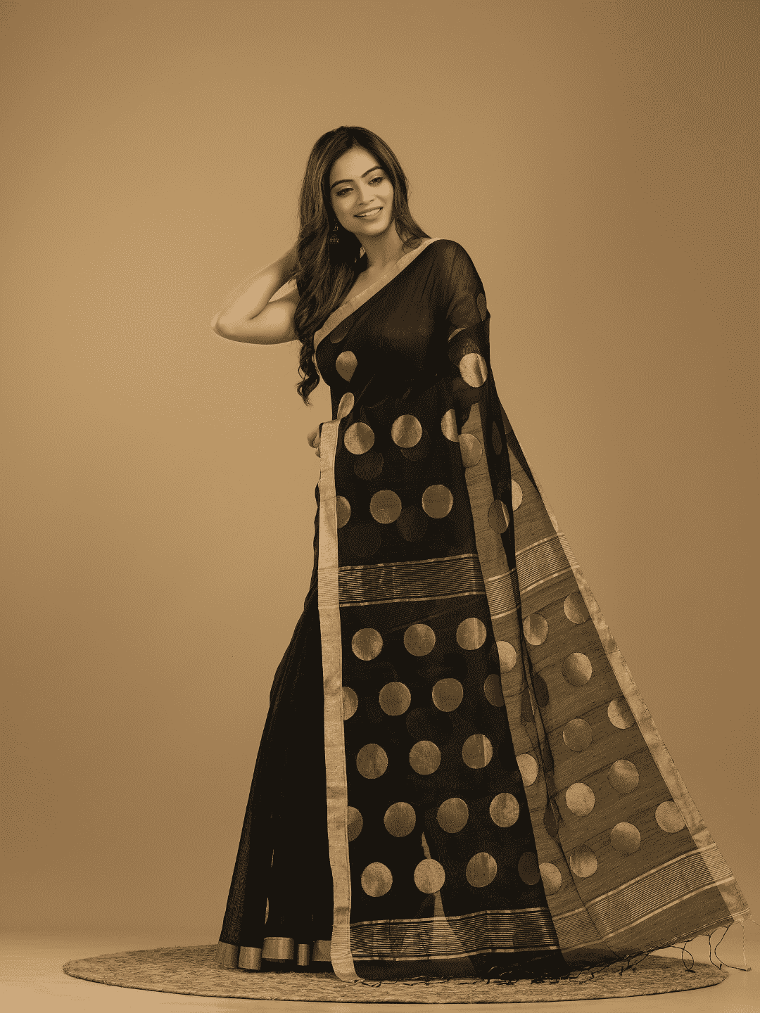 Rich Black Soft Silk Jamdani Saree - 017