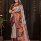 Shaivalya  -  Thyme green silk with contrasting zari lotus border