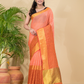 Cotton Linen Handloom Saree With Pale Orange - 014