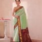 Pure Handloom Korvai Saree | Pear Green