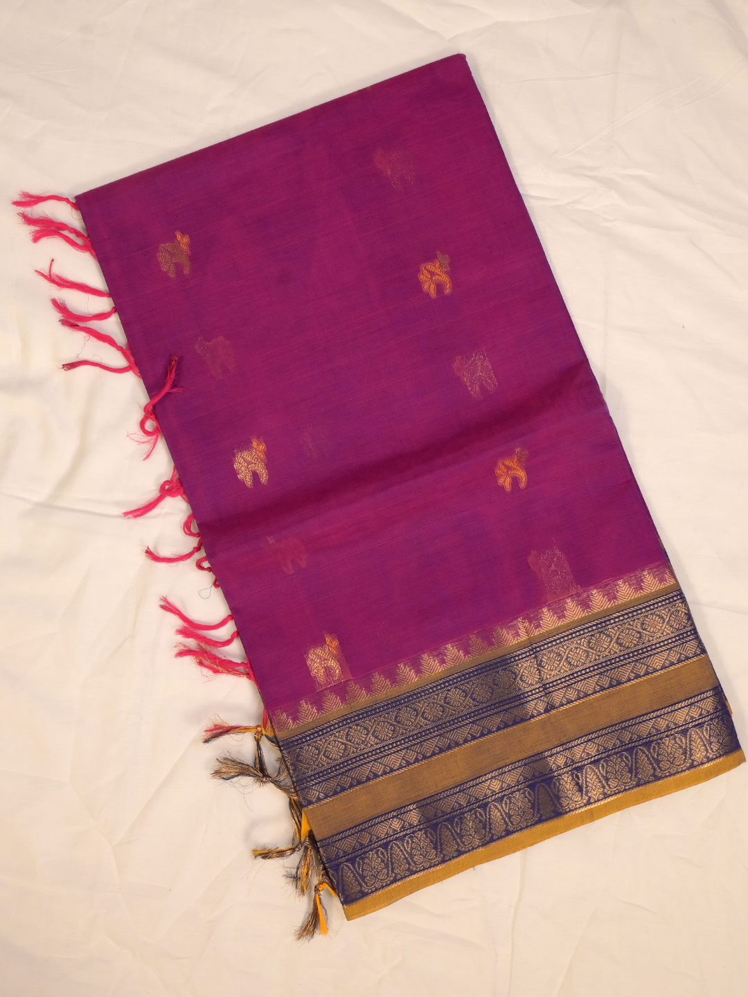 Kanchi Cotton|Magenta & Tan/ Purple