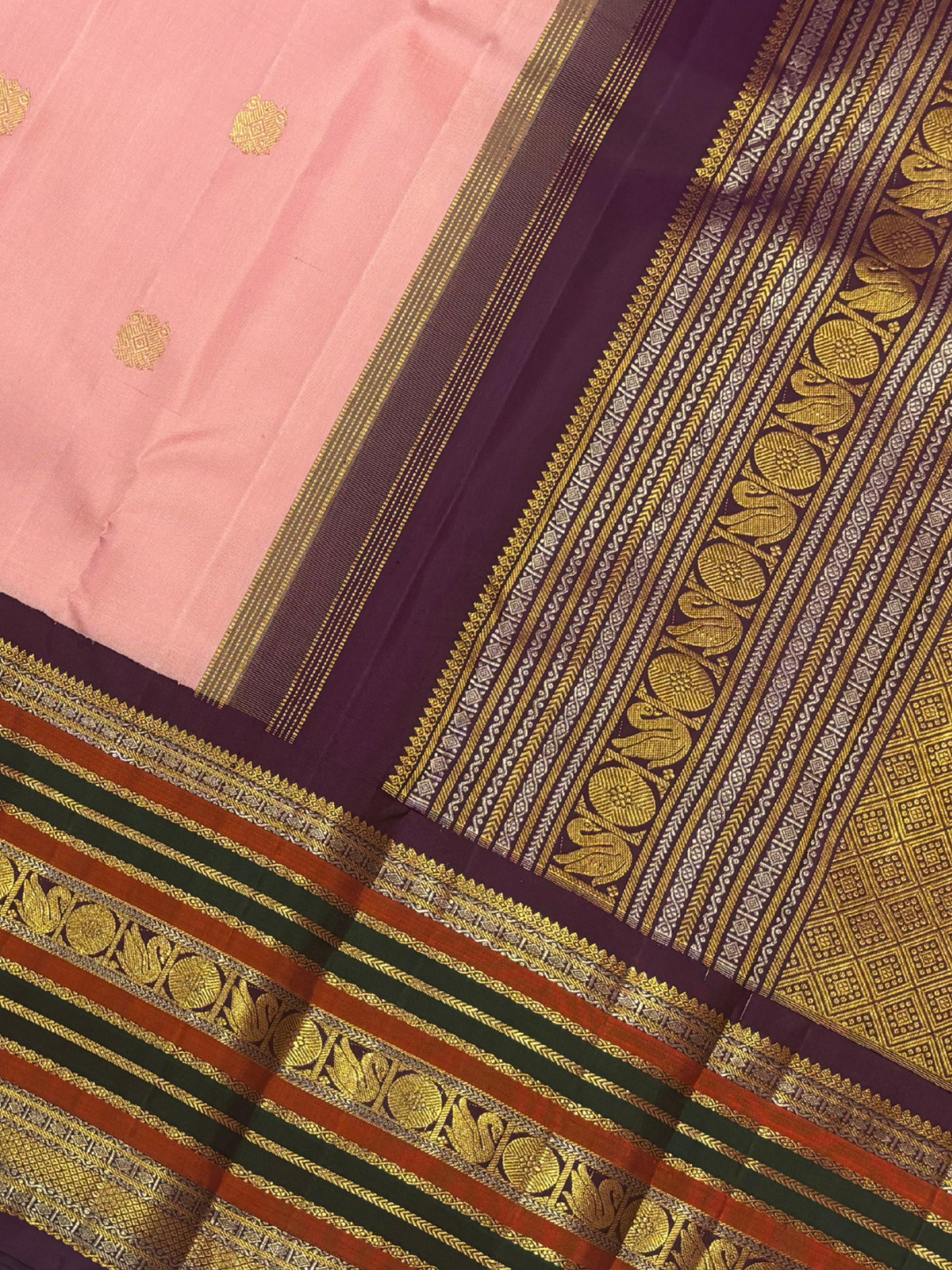 Handwoven Pure Gadwal Silk Saree  | Pink