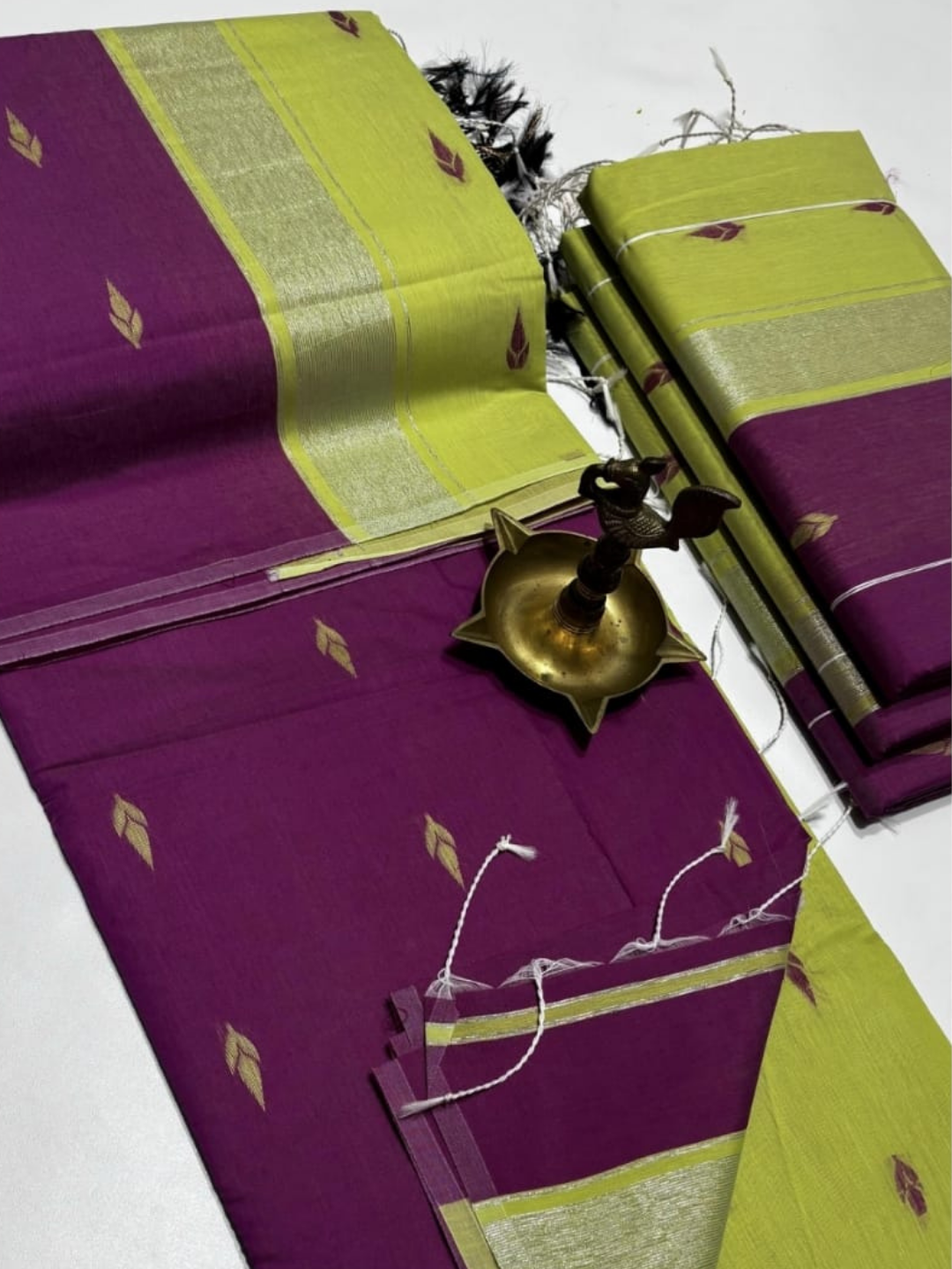 Maheshwari Silk Cotton Saree – Festive Elegance | Wine Purple