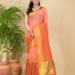 Cotton Linen Handloom Saree With Pale Orange - 014