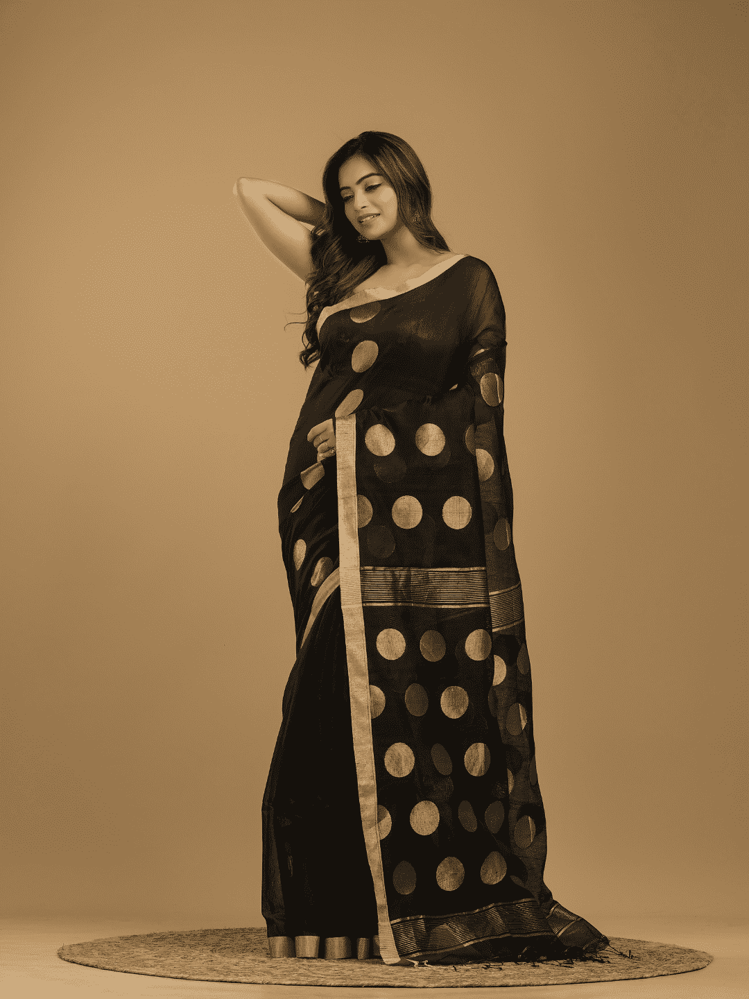Rich Black Soft Silk Jamdani Saree - 017