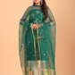 Lemon Green Muslin Jamdani 2-Piece Set Kurti & Dupatta (UNSTITCHED) - 090