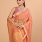 Matka Silk Jamdani Saree With Melon Orange - 123