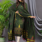 Forest Green Cotton Jamdani 2-Piece Set Kurti & Dupatta (UNSTITCHED) - 116