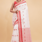 Durga Puja Saree Handloom Cotton Red Border- 015 - indeloom