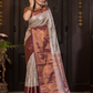 Shaivalya  -  Thyme green silk with contrasting zari lotus border