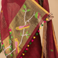 Claret | Handloom Jamdani Linen Unstitched 2-Piece Kurti | Paithani Design