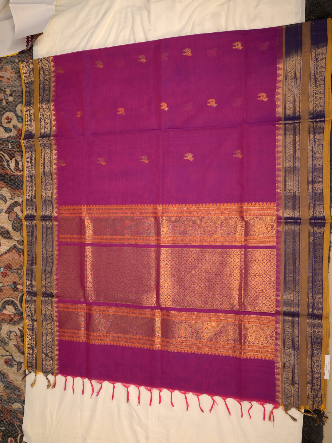 Kanchi Cotton|Magenta & Tan/ Purple