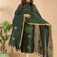 Dark Green Cotton Linen 2-Piece Set Kurti & Dupatta (UNSTITCHED) - 017