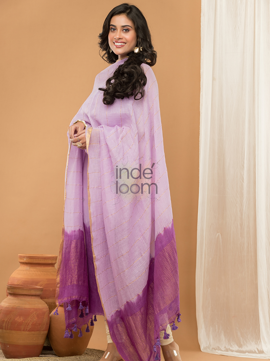 Light Purple color Jamdani 2-Piece Set Kurti & Dupatta (UNSTITCHED) - 153