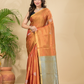 Tissue Silk Saree With Fire Orange - 031