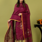 Handwoven Jamdani Linen Unstitched 2-piece Kurti | Raspberry Magenta