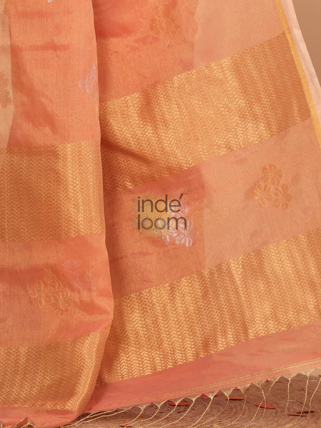 Matka Silk Jamdani Saree With Melon Orange - 123