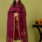 Handwoven Jamdani Linen Unstitched 2-piece Kurti | Raspberry Magenta