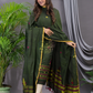 Forest Green Cotton Jamdani 2-Piece Set Kurti & Dupatta (UNSTITCHED) - 116