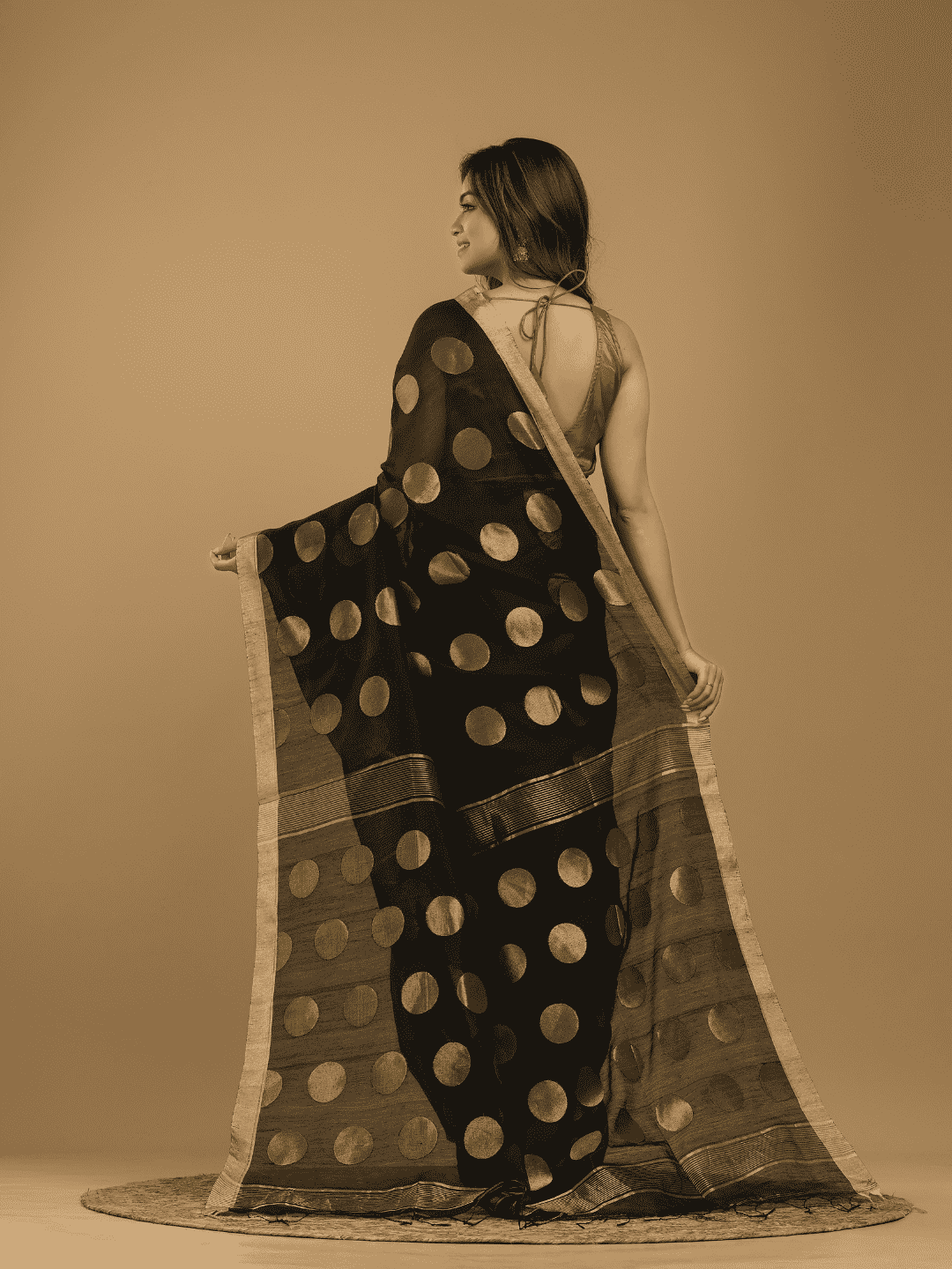 Rich Black Soft Silk Jamdani Saree - 017