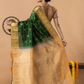 Handloom Korvai Silk Cotton Saree | Bottle Green
