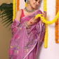 Handloom Jamdani Saree With Rose Pink - 112