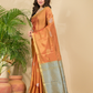 Tissue Silk Saree With Fire Orange - 031