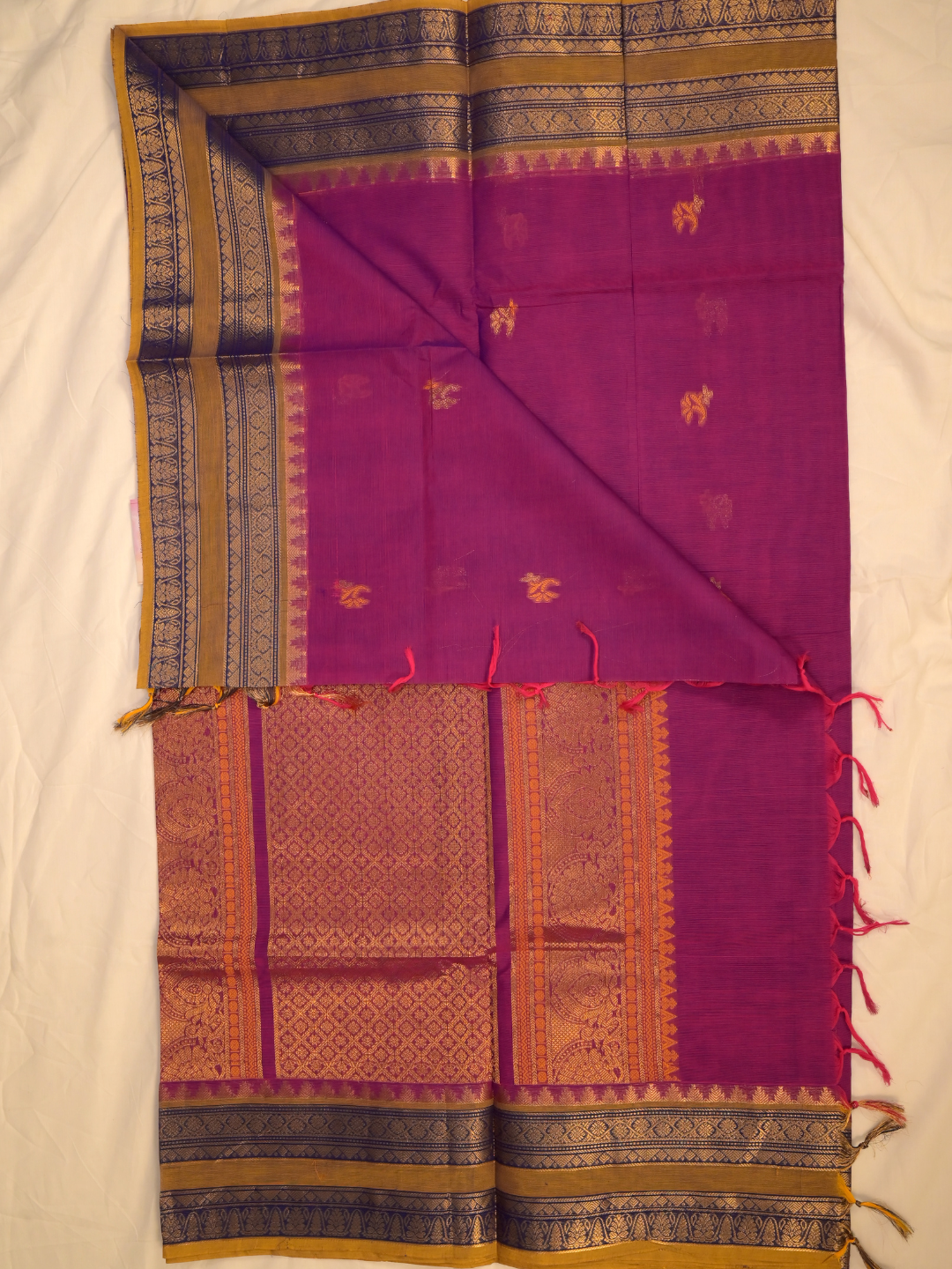 Kanchi Cotton|Magenta & Tan/ Purple