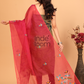 Pure Handloom Muslin Jamdani Dupatta With Classic Red - 027