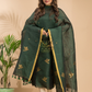 Dark Green Cotton Linen 2-Piece Set Kurti & Dupatta (UNSTITCHED) - 017