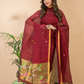 Claret | Handloom Jamdani Linen Unstitched 2-Piece Kurti | Paithani Design