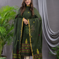 Forest Green Cotton Jamdani 2-Piece Set Kurti & Dupatta (UNSTITCHED) - 116