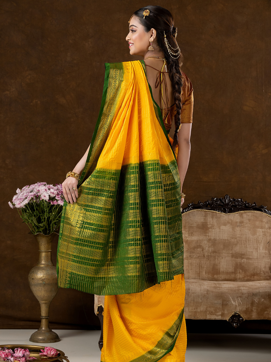 Classic Mysore Semi Silk Saree | Bright Yellow