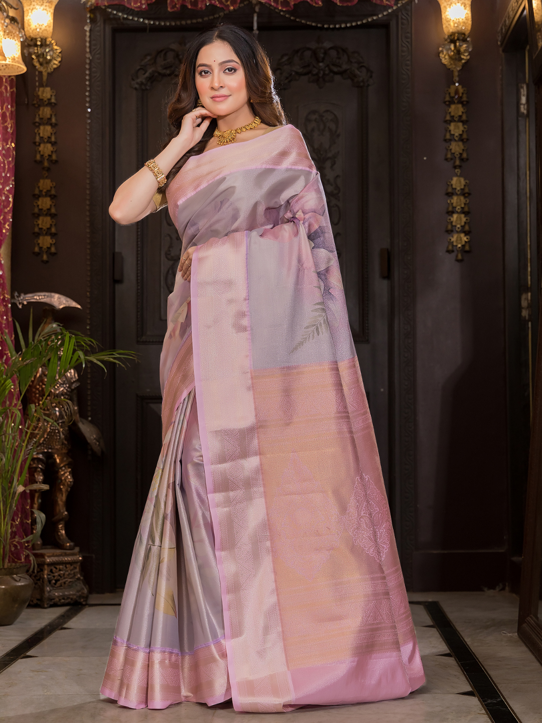 Lavanyam - Graceful purple weave with temple zari