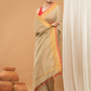 Linen Sequin Jamdani Saree With Light Golden Beige-005