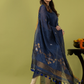 Handwoven Jamdani Linen Unstitched 2-piece Kurti | Navy Blue