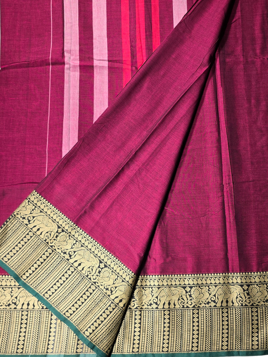 Handloom Narayanpet Cotton Saree | Magenta