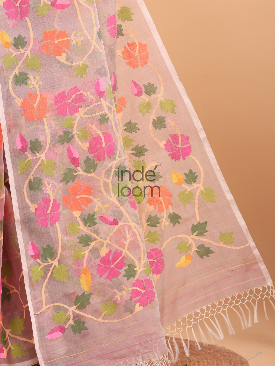 Silk Jamdani Saree With Blush Pink - 147
