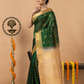 Handloom Korvai Silk Cotton Saree | Bottle Green